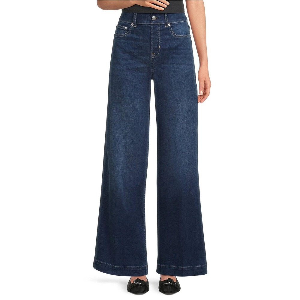 SPANX Spanxshape EveryWear Pull-On Wide Leg Jeans Raw Indigo Petite XL 20547Q